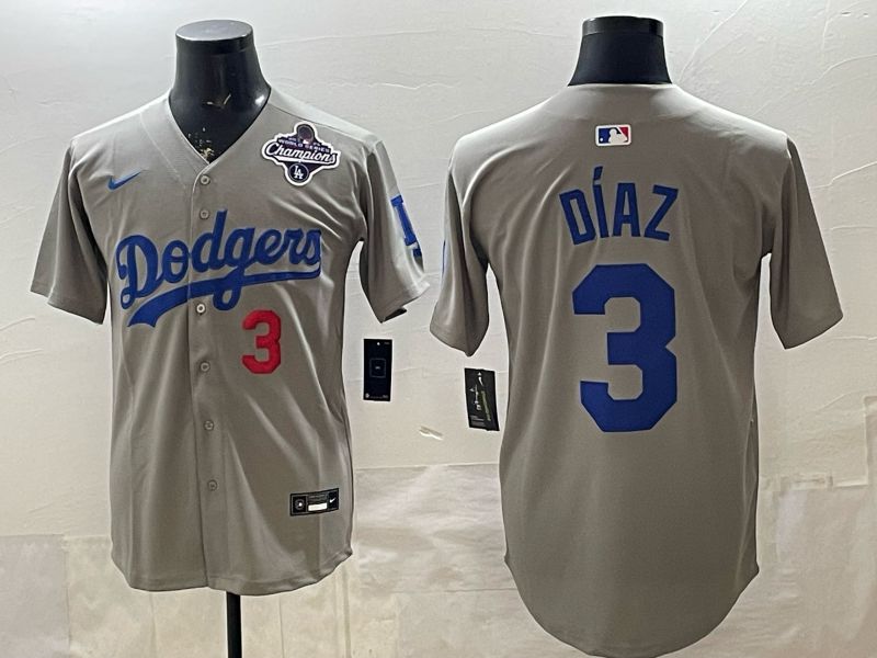 Men 2026 Los Angeles Dodgers #3 Diaz Grey Game Nike MLB Jersey style 007